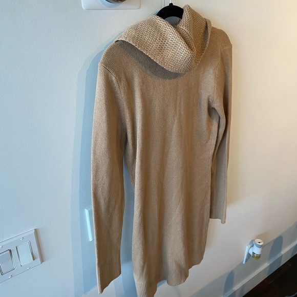 Tan sweater dress with cowl neck. - Picture 4 of 6